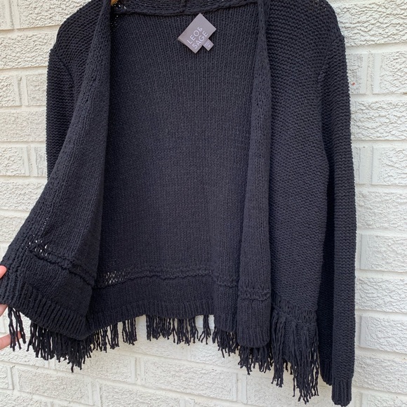 Leo & Sage Black Fringe Knit Jacket - Picture 6 of 8